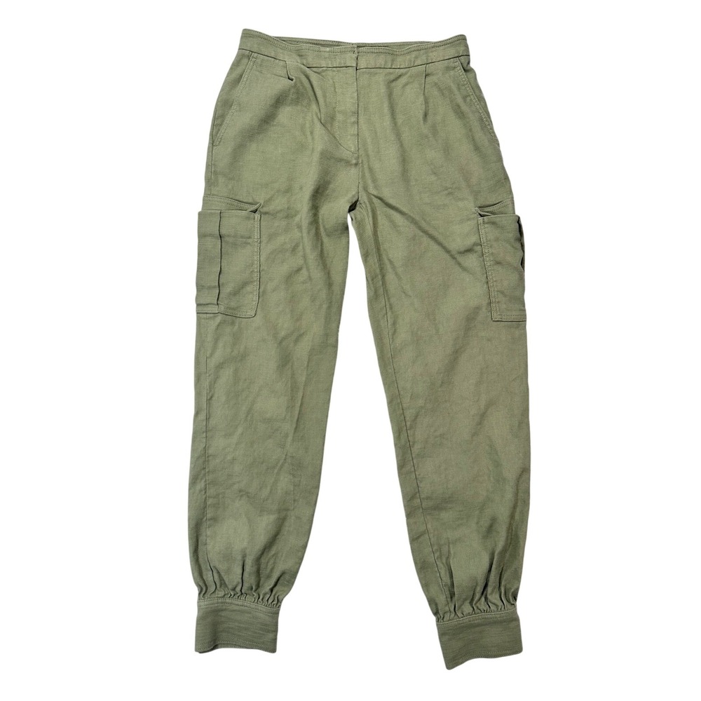 Eleventy Women Olive Green Cargo Joggerโ Pants Linen Blend size 4